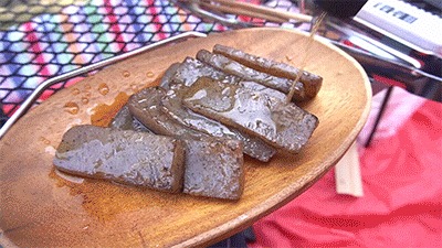バーベキューで焼きこんにゃく完成
