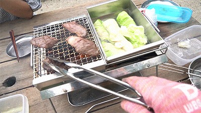 ユニセラ tg-iiiの「熱燗あぶり台」で肉とロールキャベツを作る