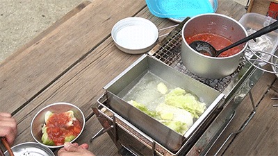 ユニセラ tg-iiiの「熱燗あぶり台」でロールキャベツとソースを作る