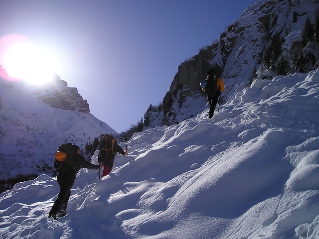 雪山登山の写真