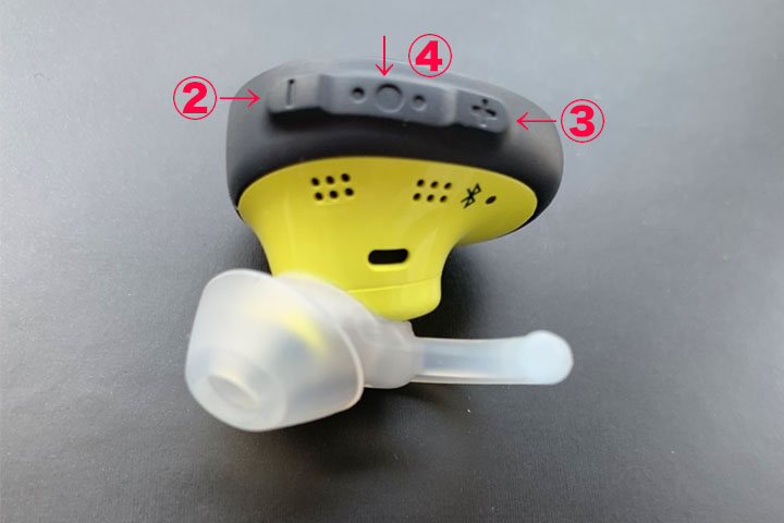 BOSE SoundSport Free wireless headphonesの各ボタンの名称
