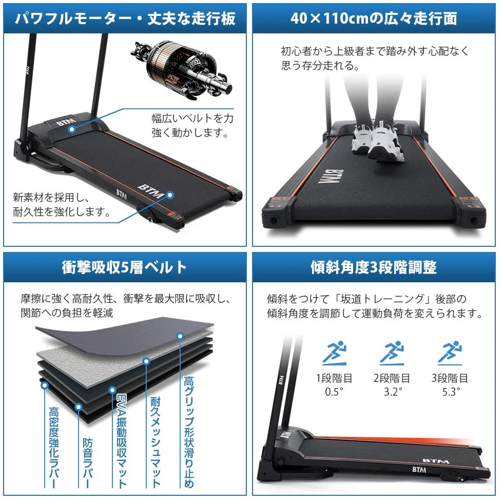 BTM 電動ルームランナー12km/h MAXの機能紹介画像