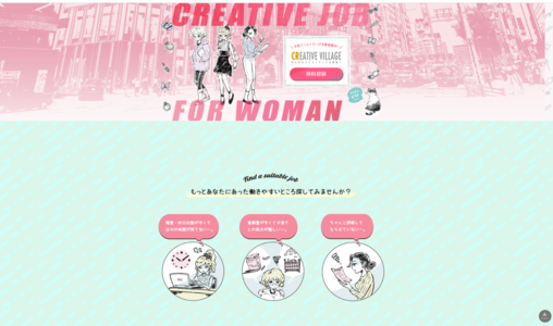 CREATIVE VILLAGE for Woman トップ画面の画像