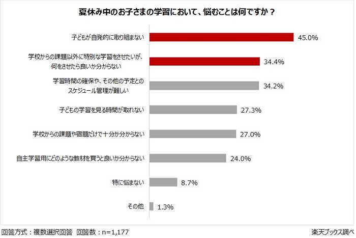 夏休み中のお子さまの学習において、悩むことは何ですか?