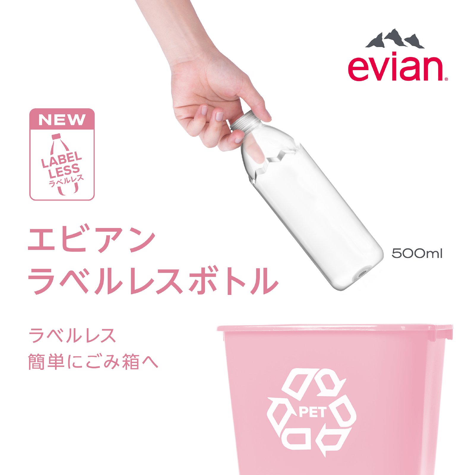 エビアンラベルレスボトルの説明