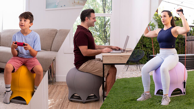 座るだけフィットネス！ 転ばないバランスボール型チェア