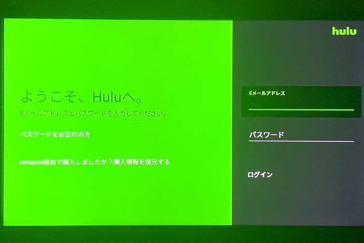 Fire TV Stick からHuluにログインする画像