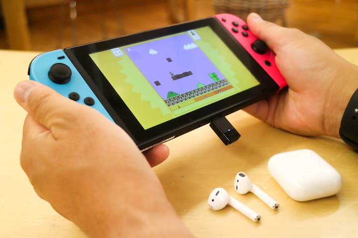 レビュー】スイッチをワイヤレスイヤホンとトランスミッターでゲーム