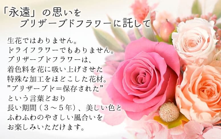 プリザーブドフラワーの説明画像