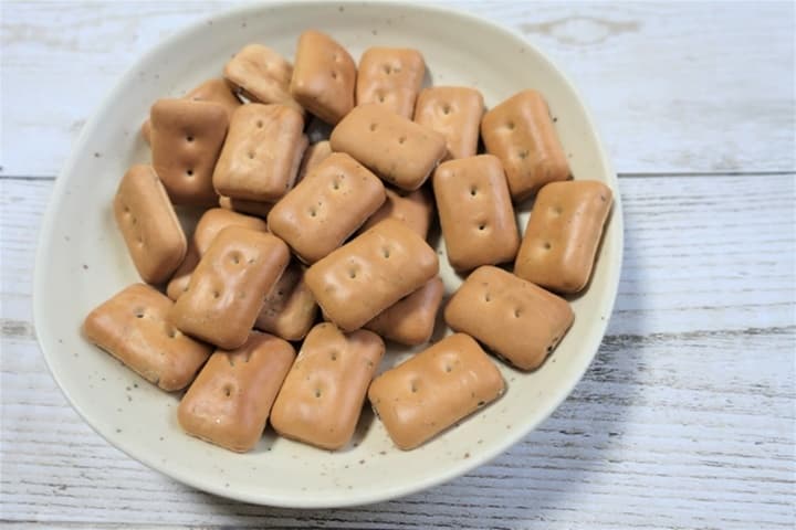 お皿に乗ったカンパンの写真