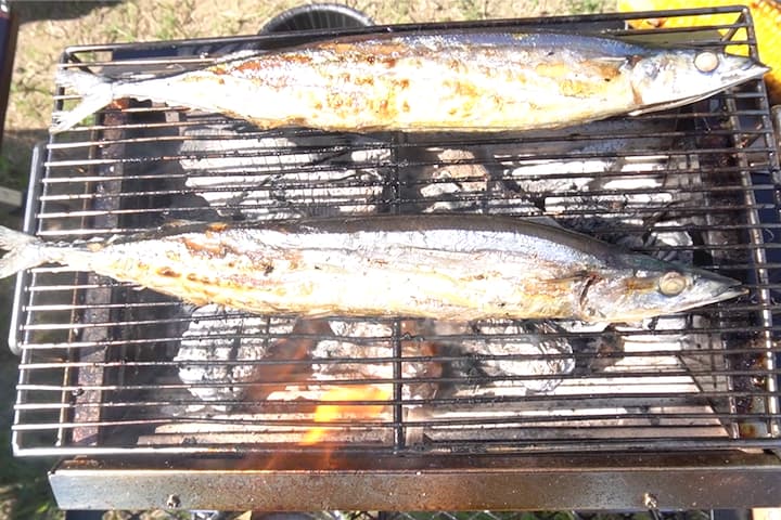 さんまを焼いているところ