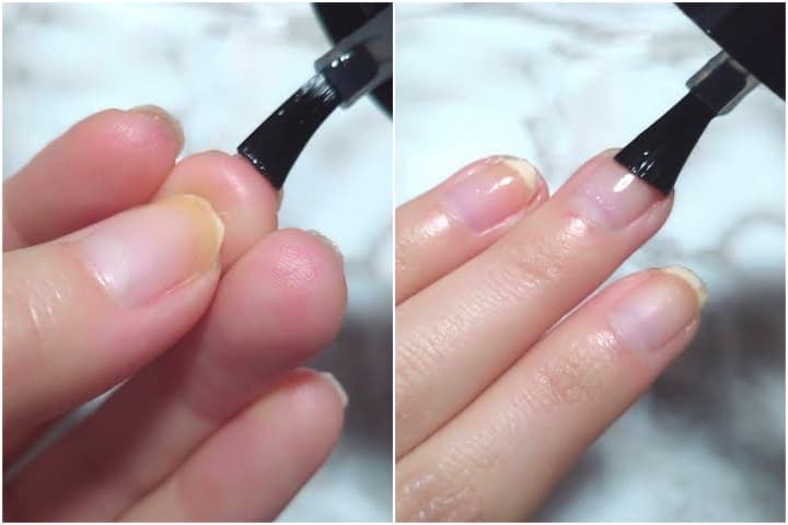 ベースコートを塗る写真