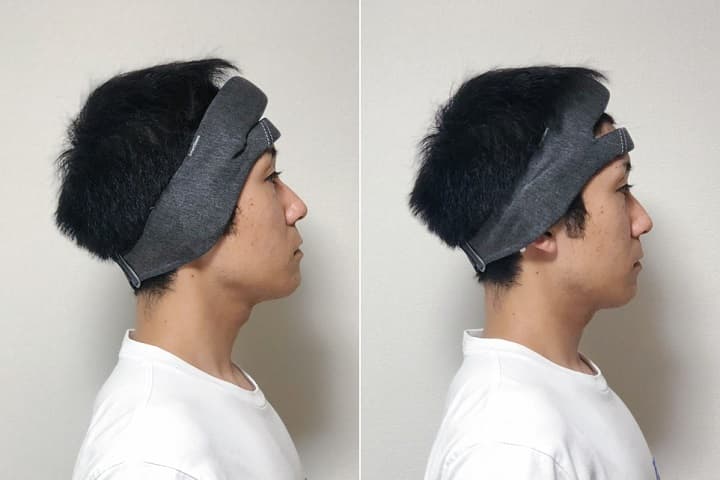 スマートスリープを深く被った状態（左）、浅く被った状態（右）