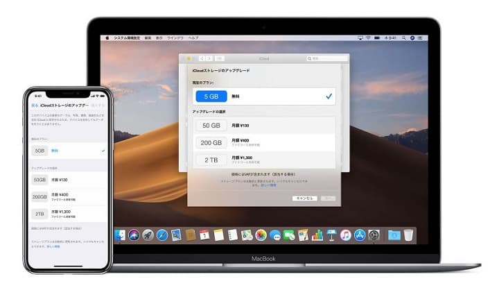 iCloud ストレージをアップデートする写真