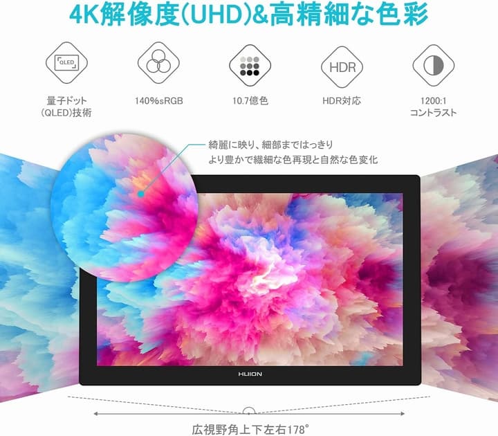 4K解像度の液タブの例