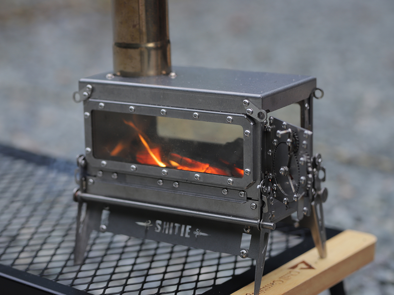 SENQI 薪ストーブ 折りたたみ キャンプ 耐熱ガラス・煙突・スパークア