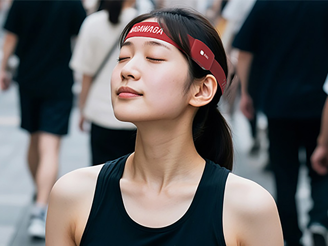 WAGAWAGA Champion ヘッドバンド型Bluetoothイヤホン 音楽なしでは走れないあなたへ！ かなりズレにくそうなヘッドバンド式