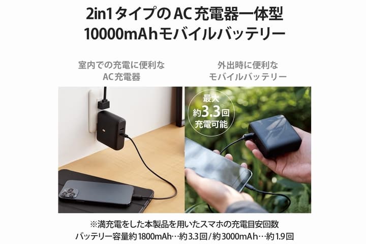 コンセント一体型モバイルバッテリー