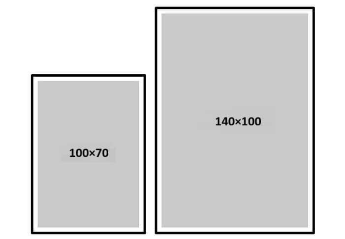 100×70cmと140×100cmサイズの比較