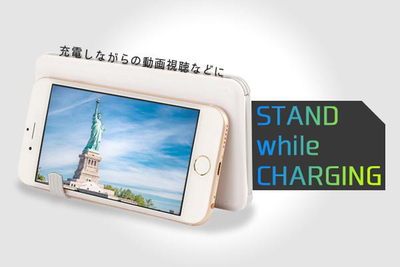 ケーブル内蔵！スマホスタンド付き急速充電バッテリー「Twoin.12000v3」