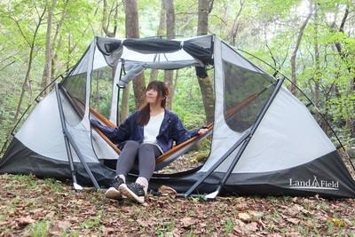 ハンモックとテントが合体！隠れ家的に楽しめる1台4役「SMART-HAMMTECK」